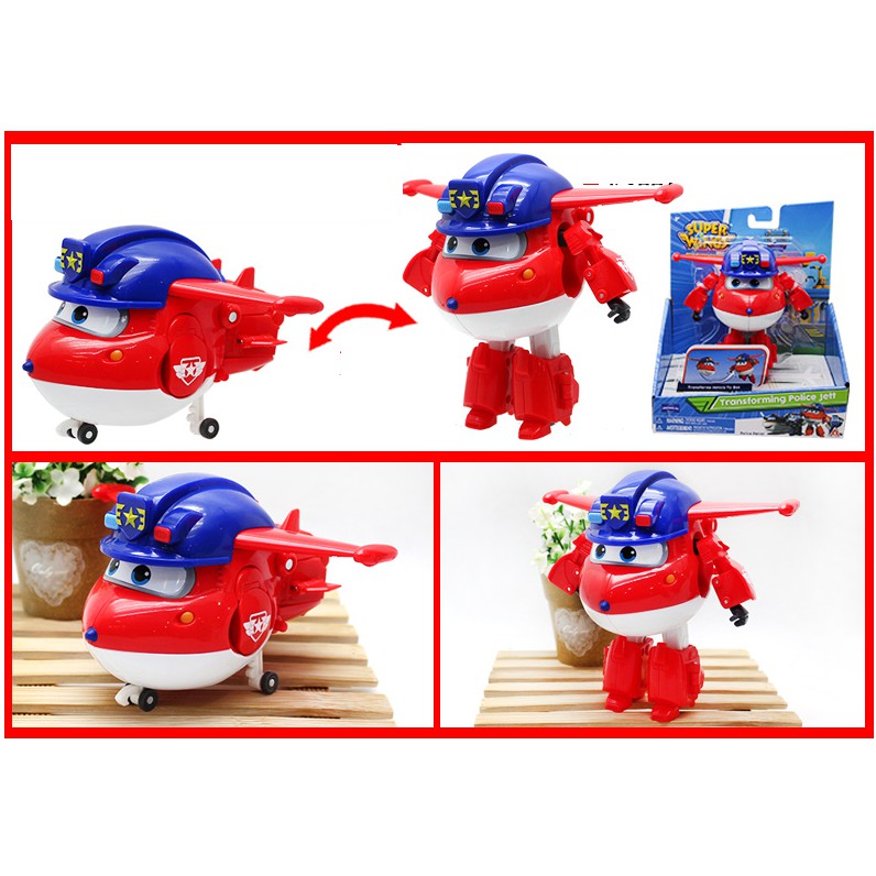 Super Wings đồ chơi trẻ em Robot biến hình máy bay cỡ lớn - Jett Team Cảnh Sát