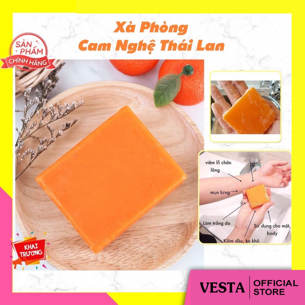 Xà Phòng Cam Nghệ Thái Lan 🍊𝑭𝒓𝒆𝒆𝒔𝒉𝒊𝒑🍊 Soap Giảm Mụn Lưng Trắng Da