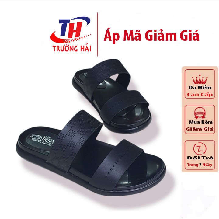Dép quai ngang nữ hai dây thời trang cao cấp Trường Hải màu kem đế cao 2,5cm PU nhẹ N147