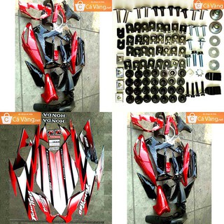 Bộ áo nhựa + Tem + ốc xe Future Neo 125 - nhựa ABS trắng cao cấp màu ĐỎ ĐÔ