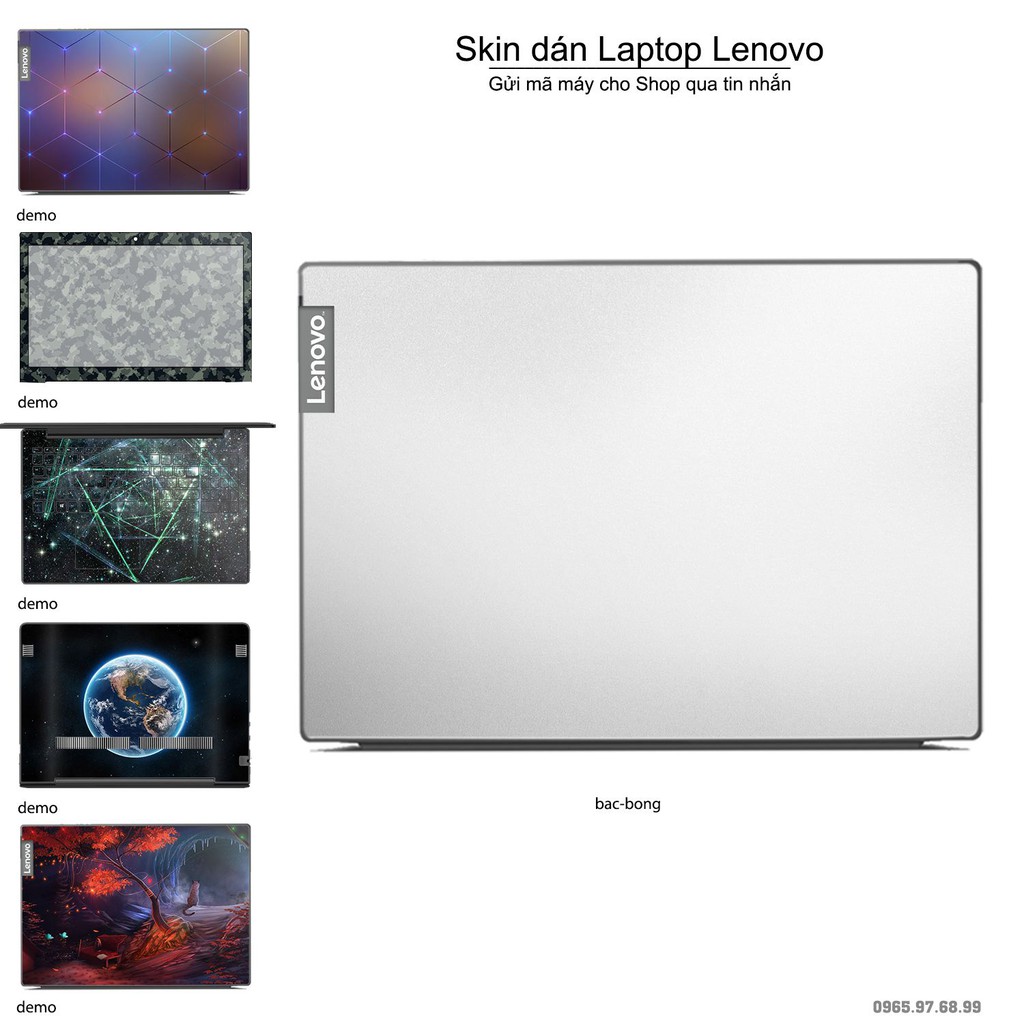 Skin dán Laptop Lenovo màu bạc bóng (inbox mã máy cho Shop)