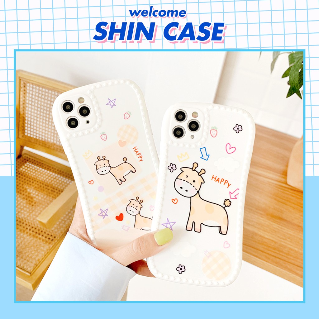 Ốp lưng iphone Hươu Happy viền nổi 3D cong  5/5s/6/6plus/6s/6splus/7/7plus/8/8plus/x/xr/xs/11/12/pro/max/plus/promax | BigBuy360 - bigbuy360.vn