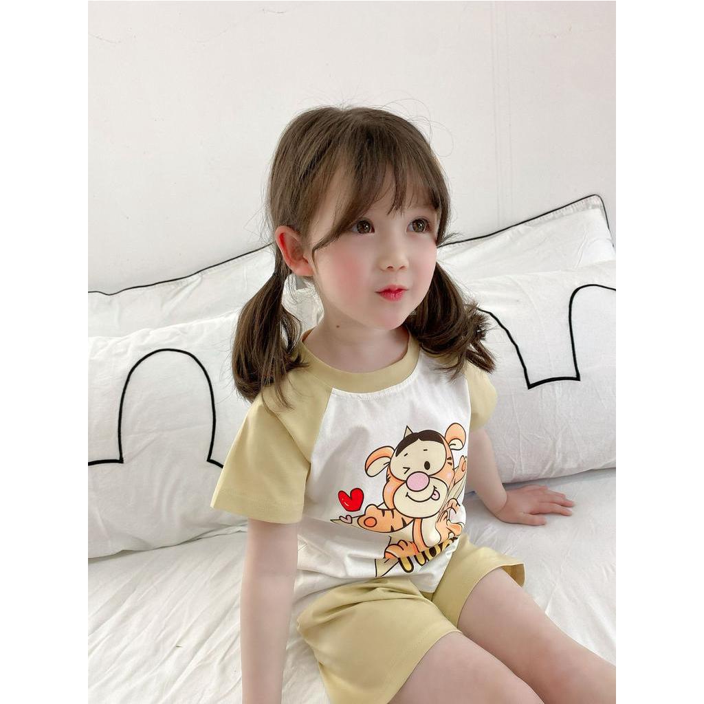 Set Áo Thun Tay Ngắn &amp; Quần Short Hoạt Hình Cho Bé Trai &amp; Gái