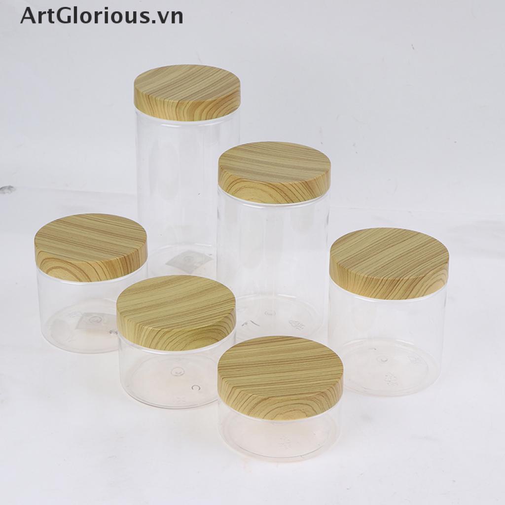 Hũ Rỗng Bằng Nhựa Giả Gỗ Có Nắp Đậy Đựng Đồ Tiện Dụng