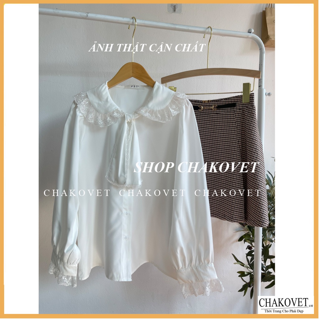 Áo sơ mi nữ dài tay màu trắng CKA870, áo kiểu nữ bánh bèo tay bồng cổ tròn thắt nơ phong cách hàn quốc mặc đi làm đi học | BigBuy360 - bigbuy360.vn
