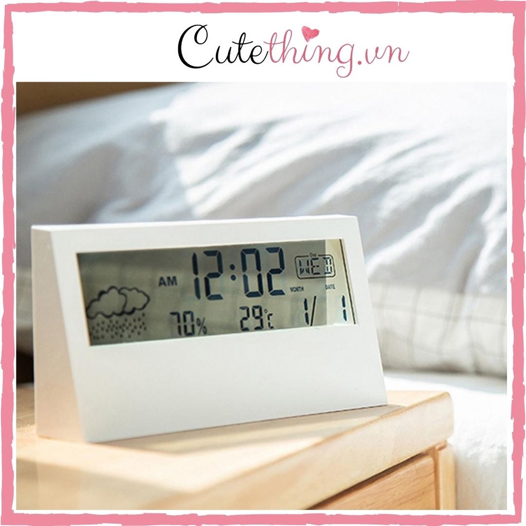 Đồng Hồ Mini Để Bàn Thông Minh, Đồng Hồ Báo Thức Decor Phòng Phong Cách Tối Giản Hàn Quốc