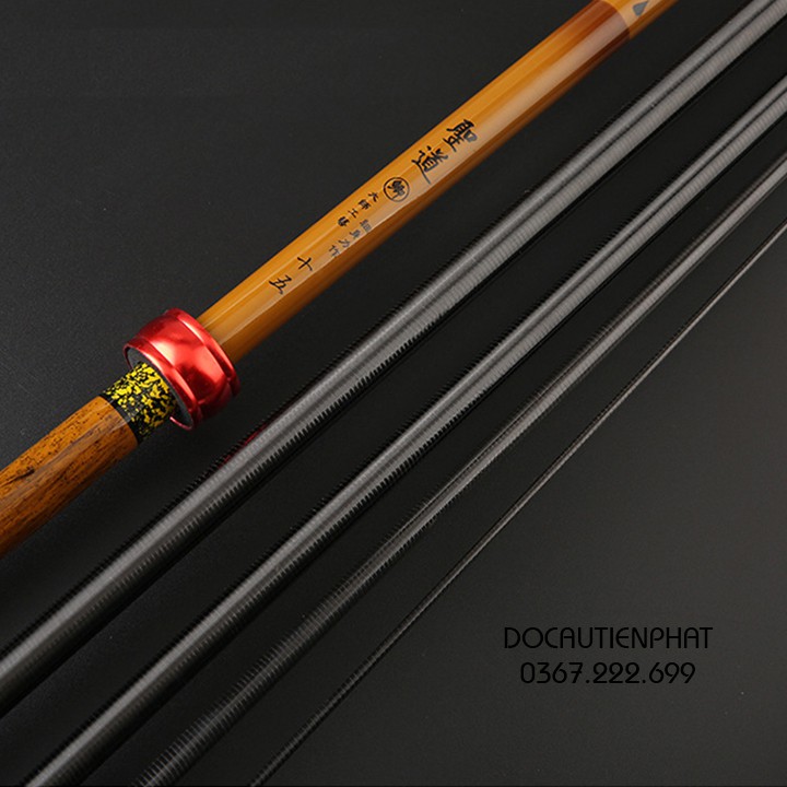 Cần câu tay carbon siêu nhẹ xoắn toàn thân 4H vân gỗ- cần tay số 66  -giá rẻ-