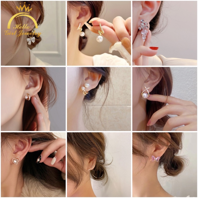 Khuyên tai mạ bạc 925 kiểu dáng xinh xắn có thể điều chỉnh kích cỡ