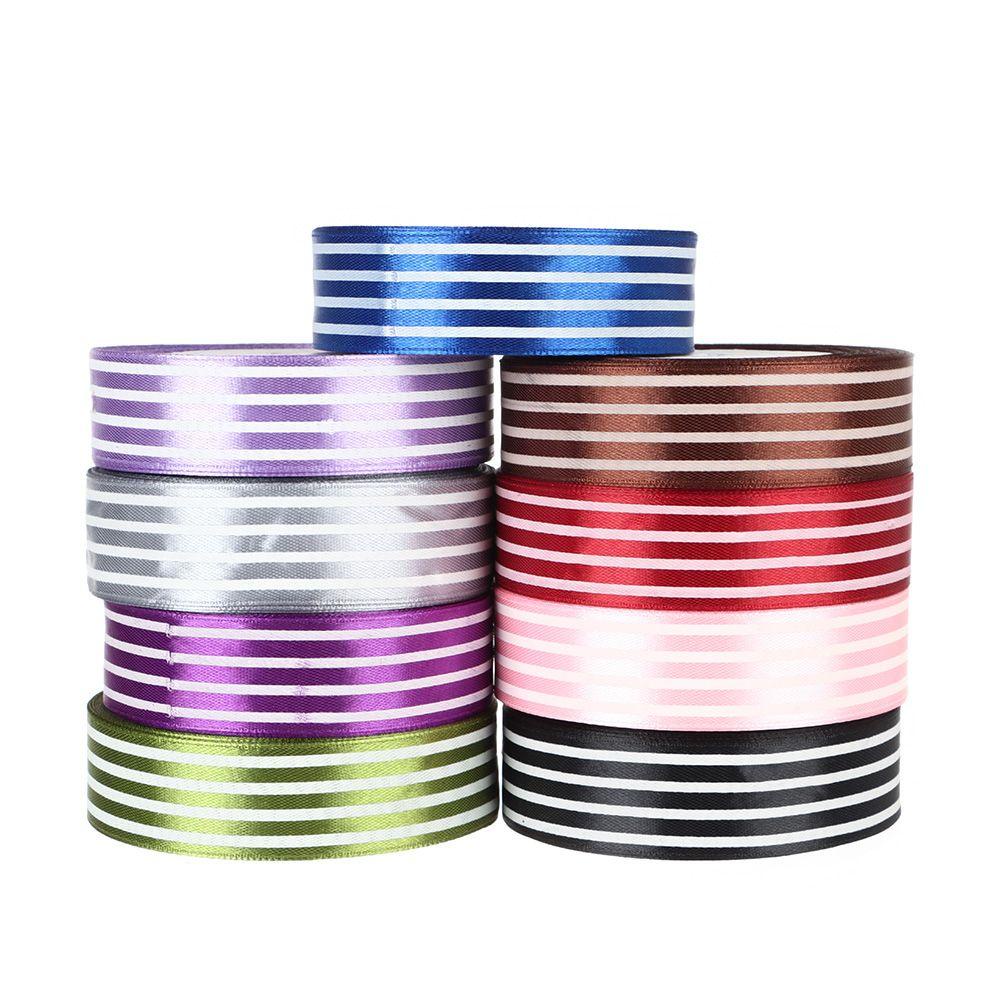 UUMIR Dây Ruy Băng Bằng Satin Kẻ Sọc 1inch 25Yard Dùng Gói Quà Tại Nhà