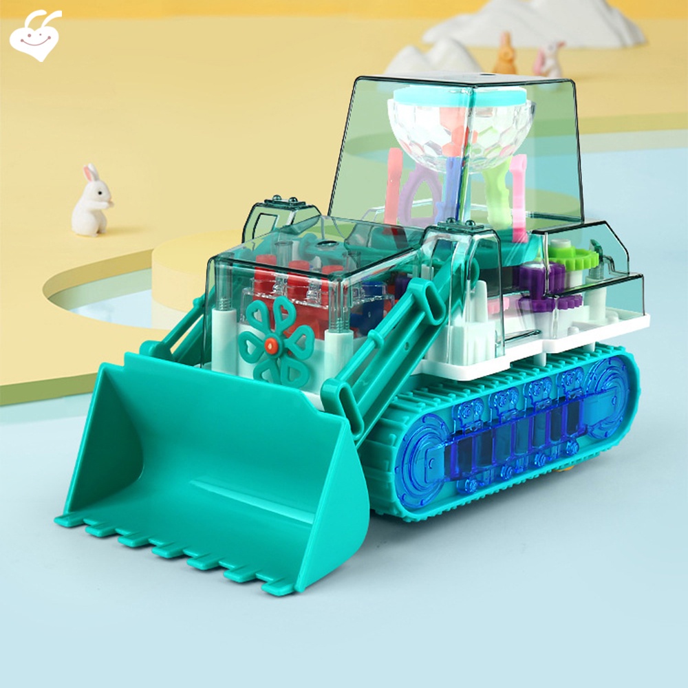 Xe Ủi Đất Đồ Chơi Trong Suốt Có Đèn Nhạc Và Âm Thanh Vui Nhộn Cho Bé