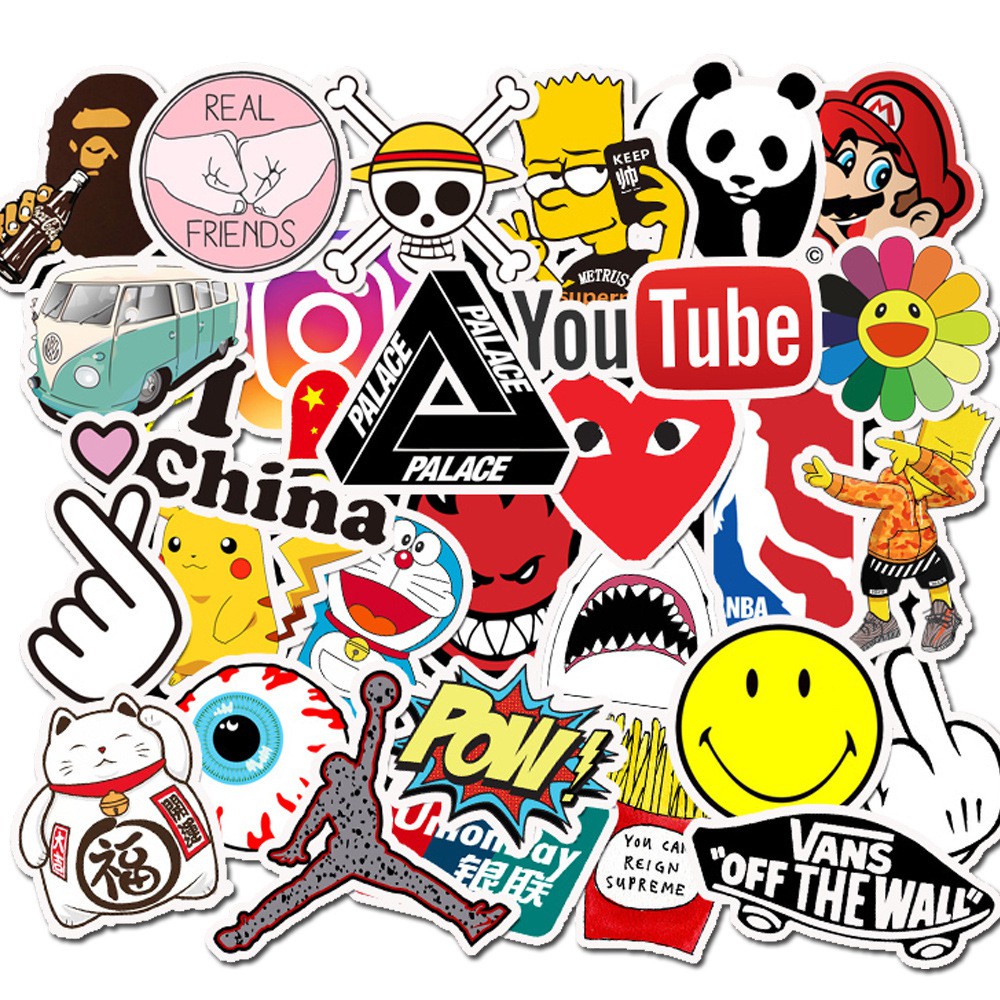 200/ 100/ 50 Miếng dán trang trí xe hơi/ đàn ghi ta/ xe đạp/ vali bằng vinyl chống thấm nước độc đáo