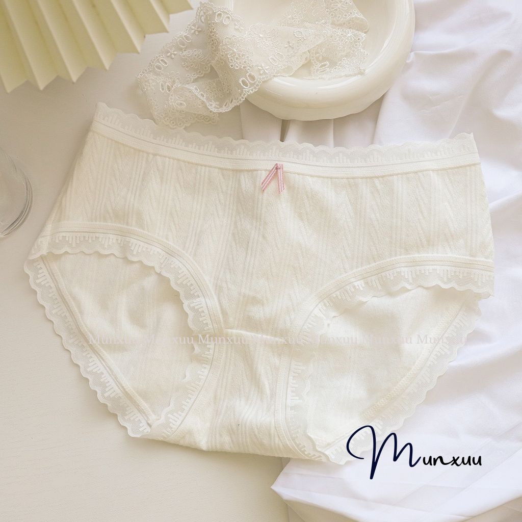 Quần lót nữ MUNXUU vải cotton co dãn 4 chiều phối viền ren mềm mịn thoáng mát - QC132