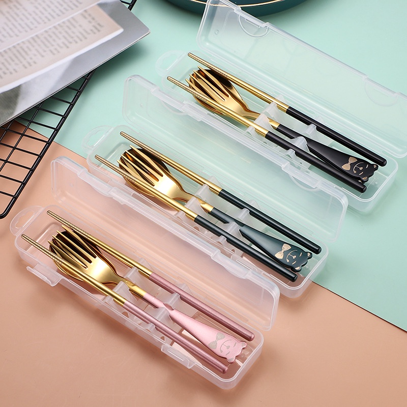 Bộ Muỗng Nĩa Đũa Bằng Thép Không Gỉ 304 Tiện Dụng Mang Theo Du Lịch