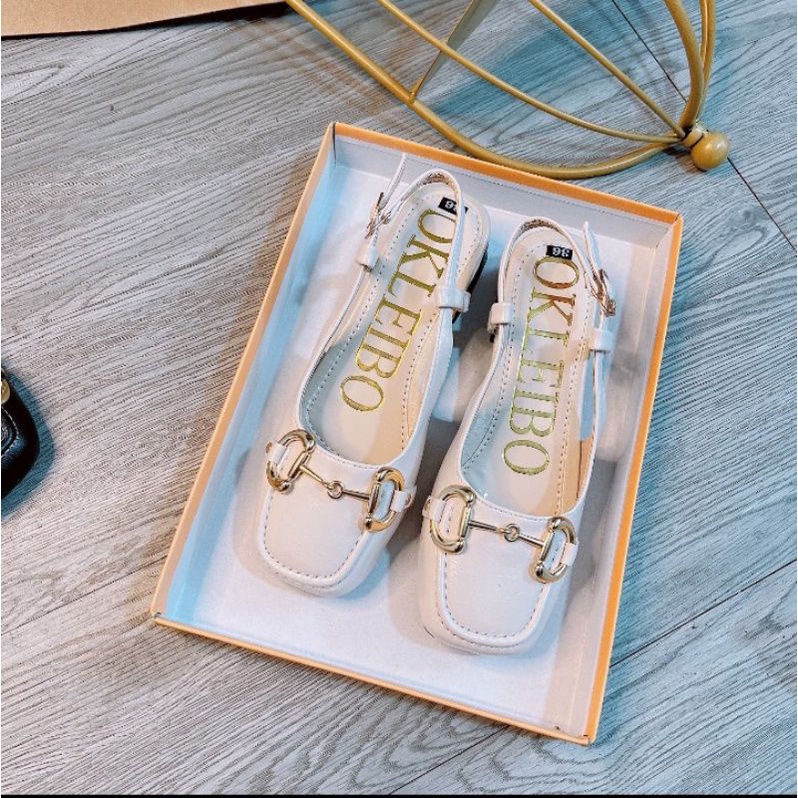 SANDAL KHUY XC 3P-Sandal bít mũi vuông khuy ngang gân mũi nổi