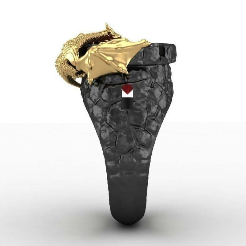 Nhẫn Đeo Tay Kim Loại Đính Đá Ruby Hình Rồng Cá Tính Cho Nam