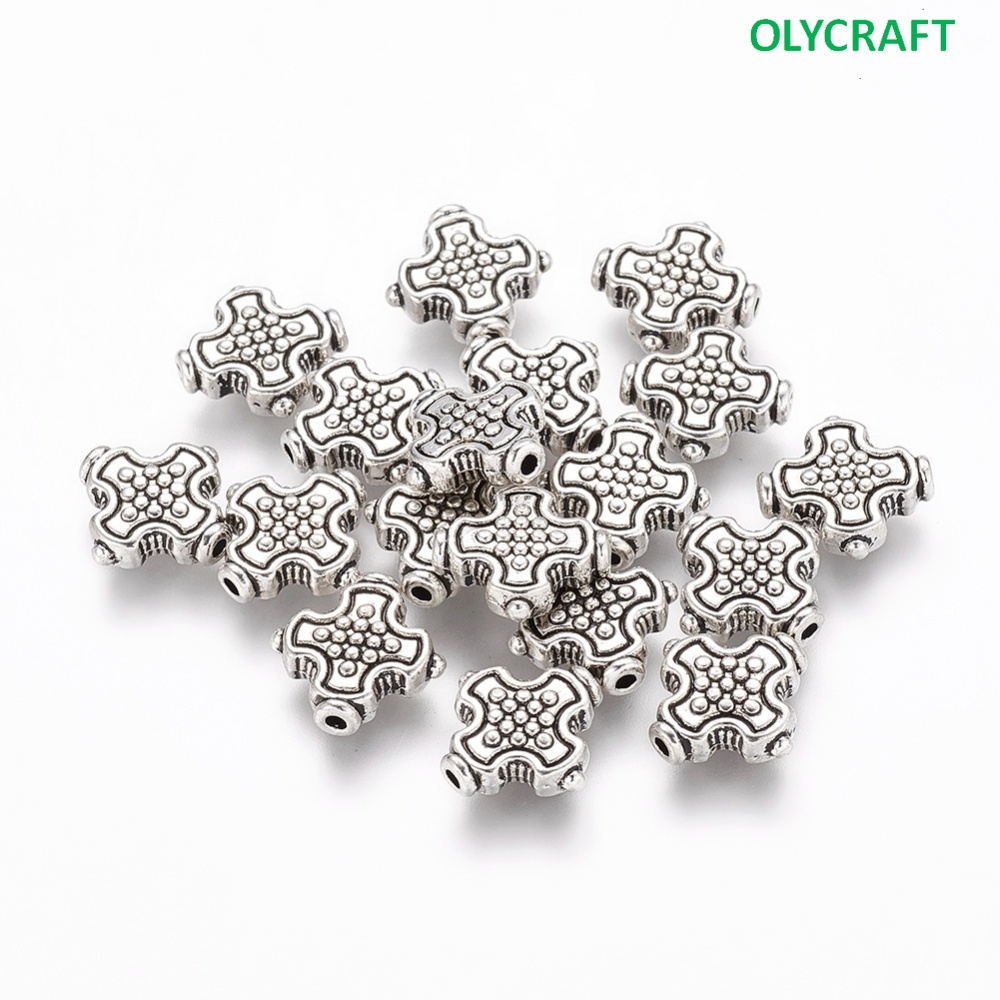 Bộ 20 Hạt Xỏ Vòng Chữ Thập Bằng Hợp Kim Màu Bạc Kiểu Tây Tạng Cổ Điển