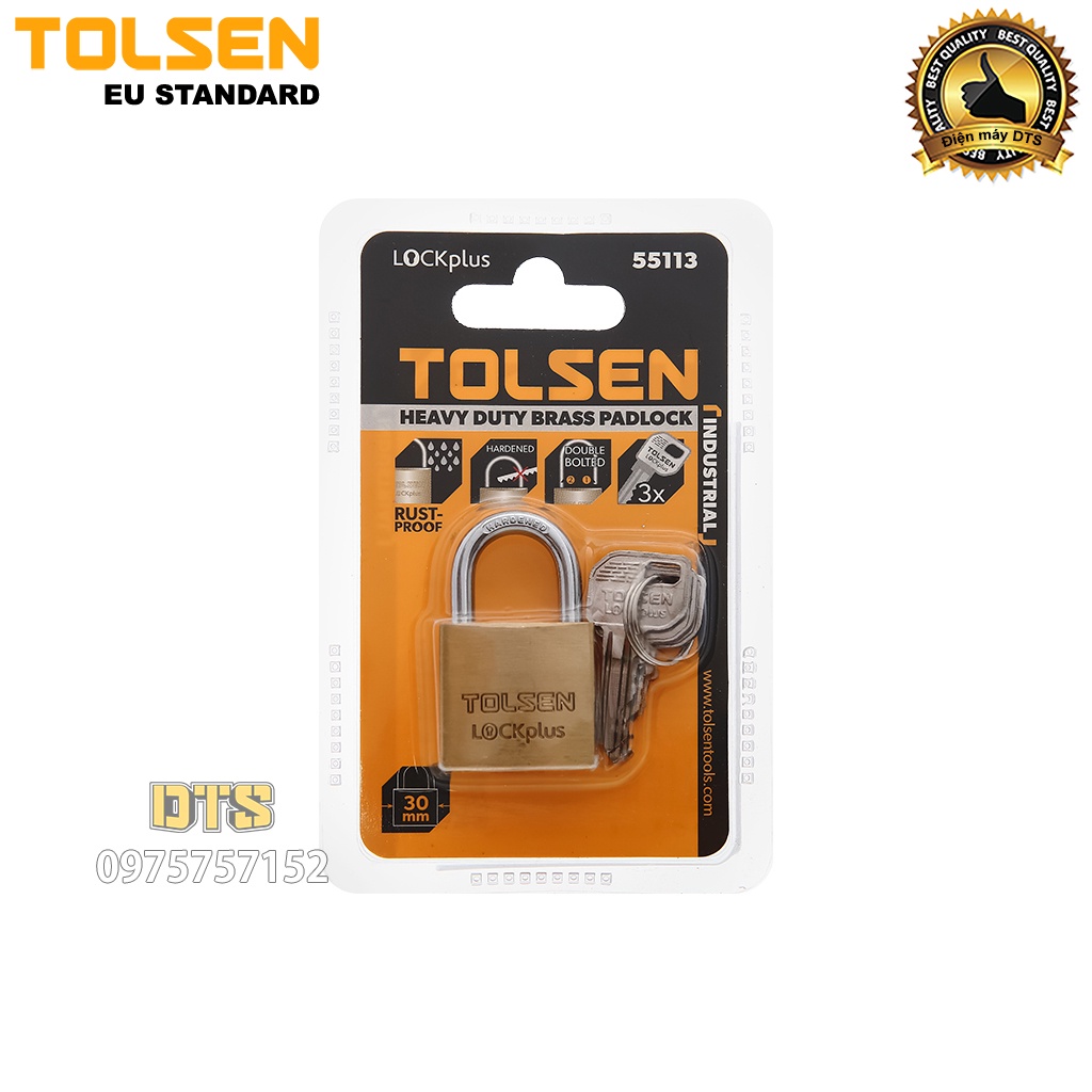 Ổ khoá treo đồng bấm công nghiệp size 30mm TOLSEN, khoá bấm khoá vali siêu cứng chống cắt - Tiêu chuẩn xuất khẩu châu Âu