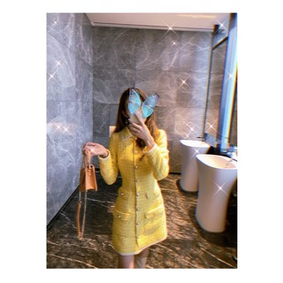 VÁY DẠ TWEED VÀNG CAO CẤP