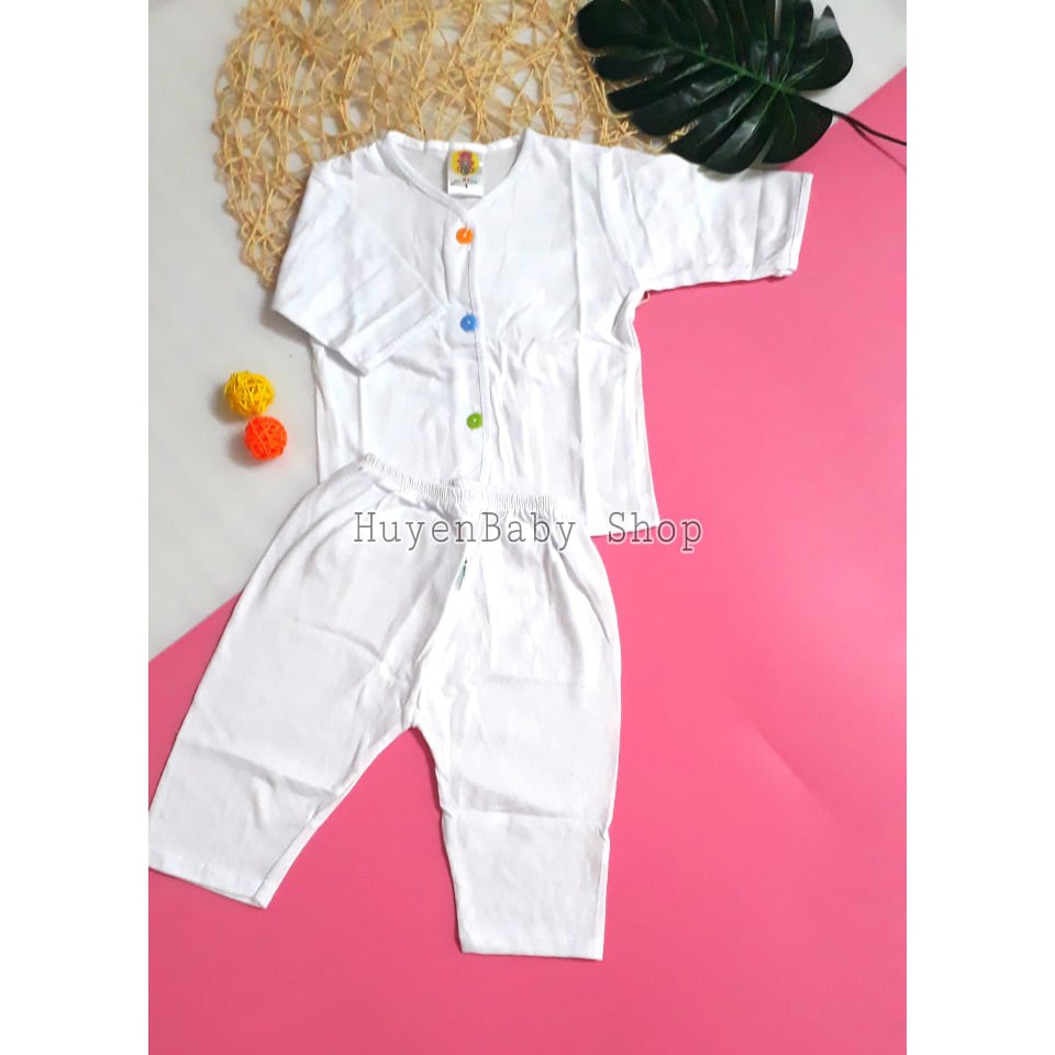 Bộ quần áo sơ sinh tay dài maù trắng cúc giữa nhiều màu đủ size cho bé từ sơ sinh đến 11 kg