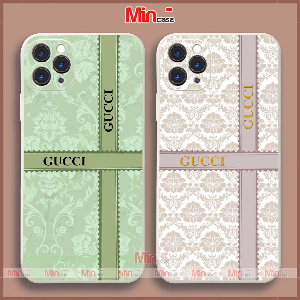Ốp lưng iPhone Gucci viền vuông silicon mềm dẻo cho iphone 6/6s/7/8/X/XS/XR/11/12/13 Pro Plus Max cute dễ thương đẹp