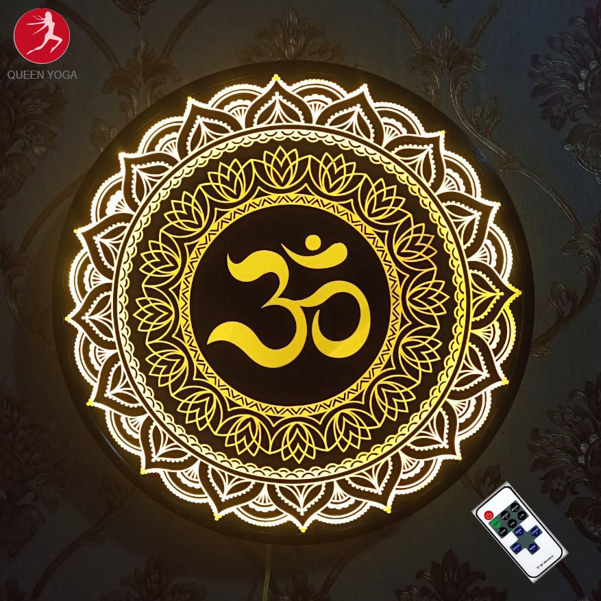 Tranh Led Treo Tường Chữ OM Họa Tiết Mandala Cực Đẹp Có Điều Khiển