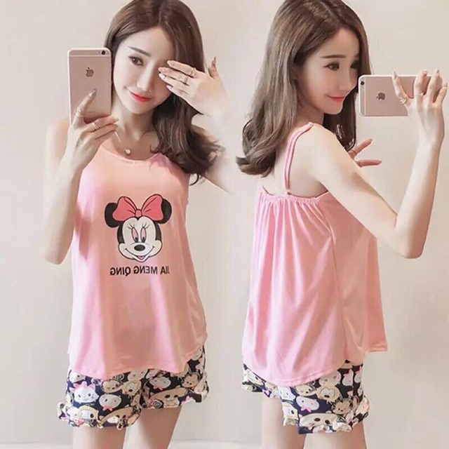 Bộ Ngủ Hai Dây Mickey Có Đệm Ngực Siêu Xinh Hàng Loại 1