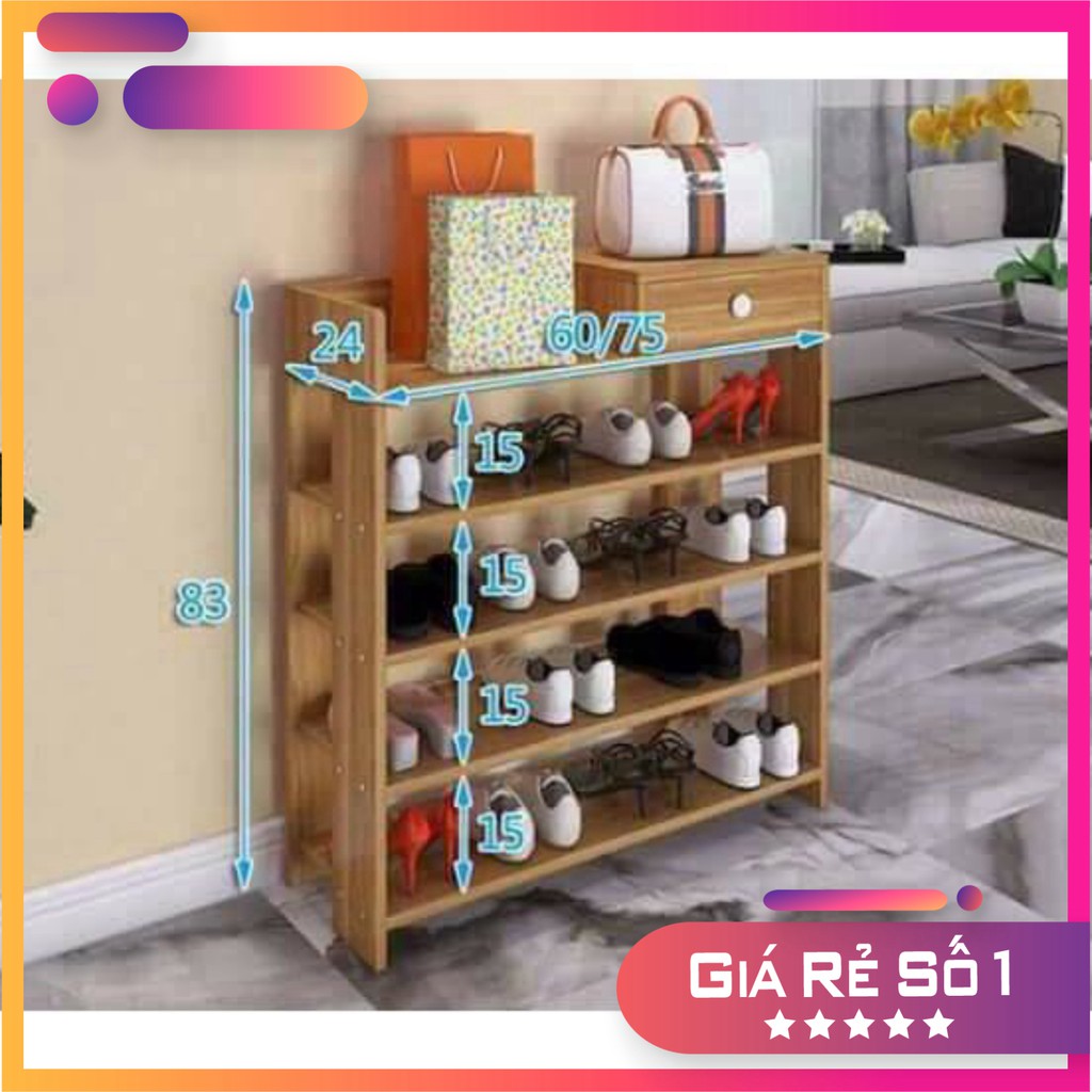 [Xả hàng]Tủ giày gỗ - kệ giày gỗ 5 tầng đa năng gỗ ép cao cấp kích thước 60*24*85cm