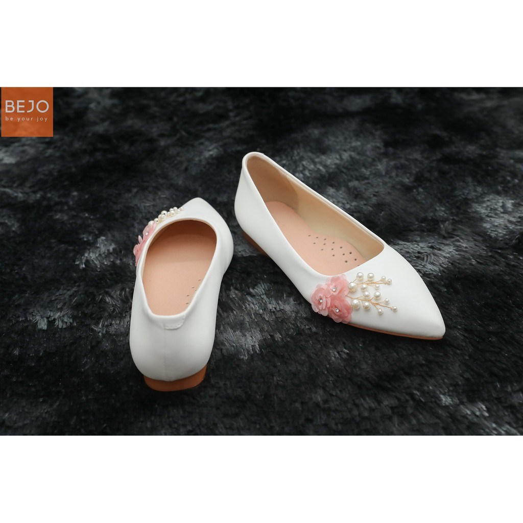 GIAFY CƯỚI - GIÀY CÔ DÂU BEJO B44 3HOA CAM, CÀNH NGỌC- WEDDING SHOES