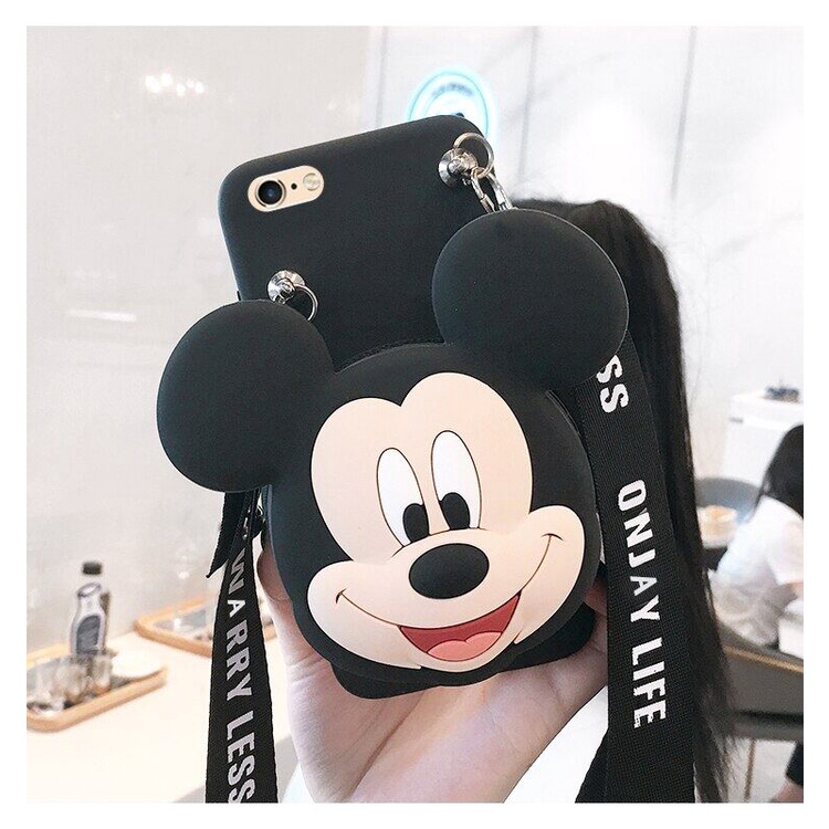 Ốp Điện Thoại TPU Mềm Gắn Ví Hình Minnie 3D Dễ Thương Cho iPhone 7 8 Plus 13 12 11 Pro Max X XR XS Max 6S 6