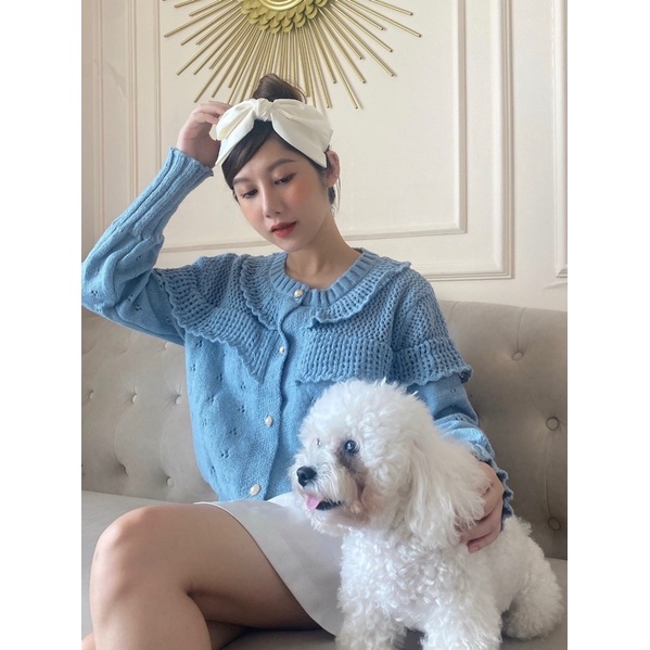 Áo Len Viền Bèo Cúc Ngọc, Áo Len Tay Bồng Sợi Đan Hàng Loại 1 | BigBuy360 - bigbuy360.vn