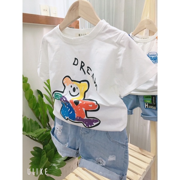(SALE) Sét QC cc gồm Quần bò Jean mềm + Áo thun cotton trăng hoạ tiết dễ thương/ Quần jean QC baggy/ Bé trai- bé gái❤️