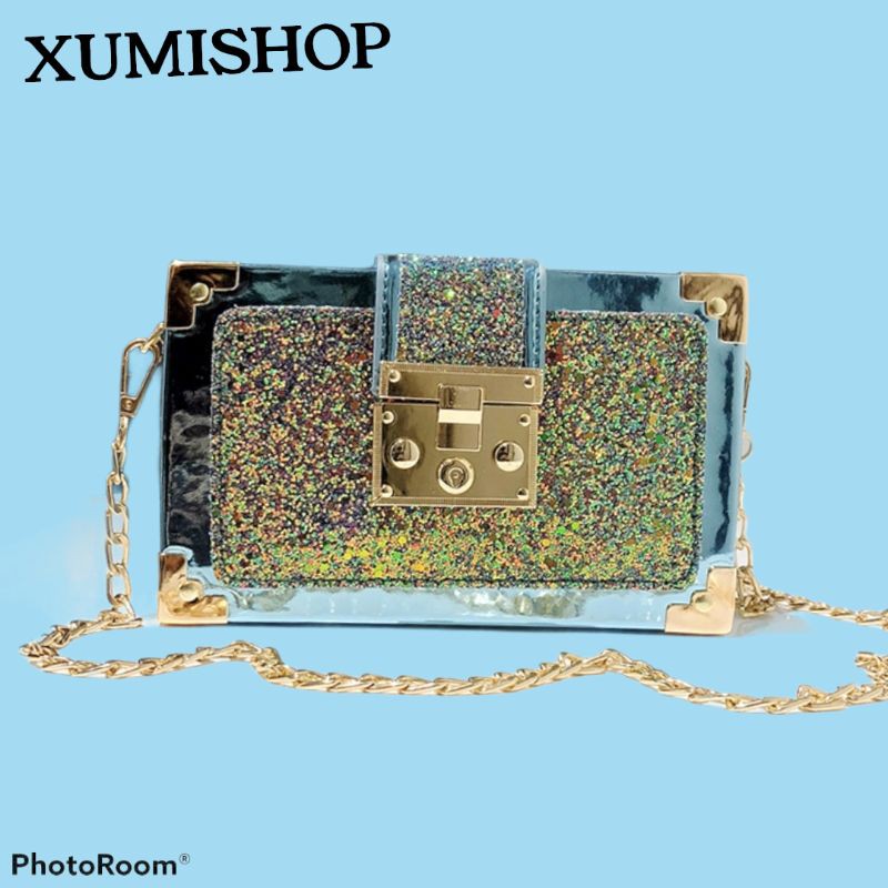 Túi Đeo Chéo Đính Đá,Túi Đi Tiệc Đính Đá Lấp Lánh Pha Lê Sáng Sang Chảnh Có Thể Kẹp Nách Xumishop