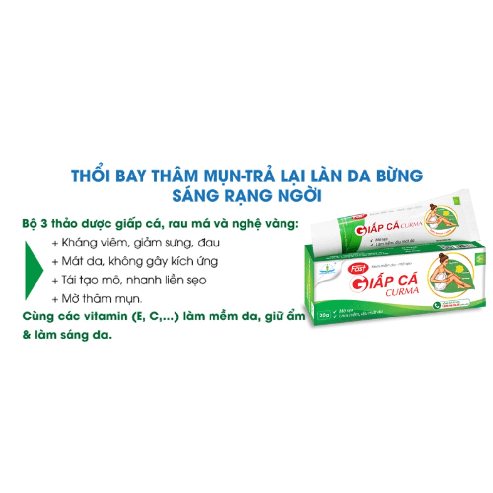 Kem liền da - Lành sẹo lõm Giấp Cá CURMA