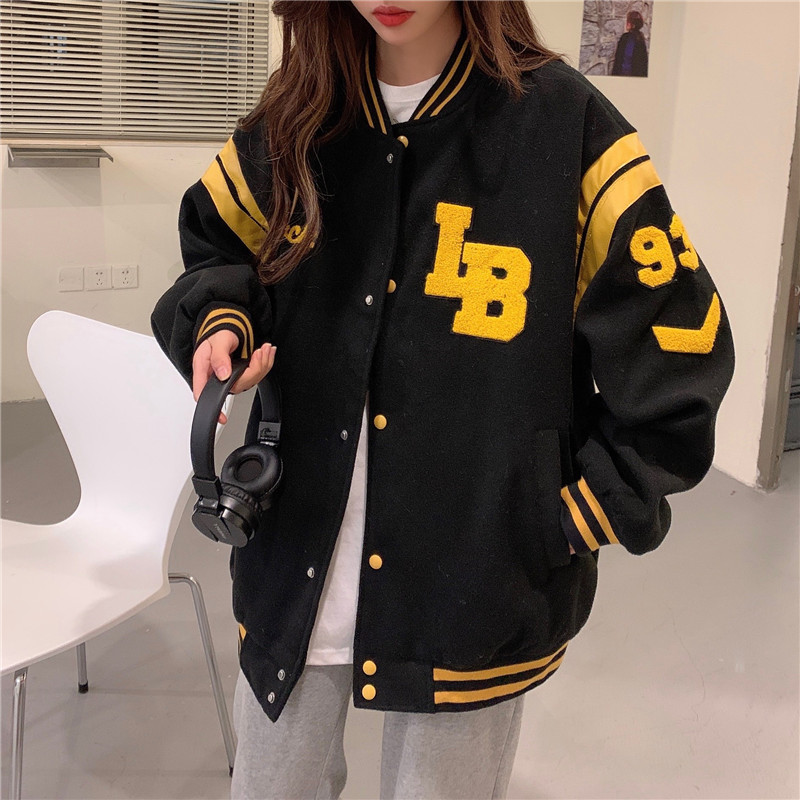 Áo bomber nữ form rộng Áo khoác bomber nữ form rộng nỉ  kiểu bóng chày unisex hàn quốc ulzzang học sinh sinh viên un | BigBuy360 - bigbuy360.vn