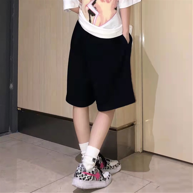 Quần Short Thể Thao Lưng Cao Ống Rộng Phong Cách Retro