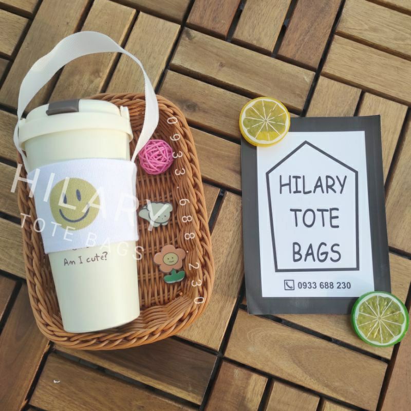 Túi Vải Đựng Ly Nước Trà Sữa Hình Mặt Cười
