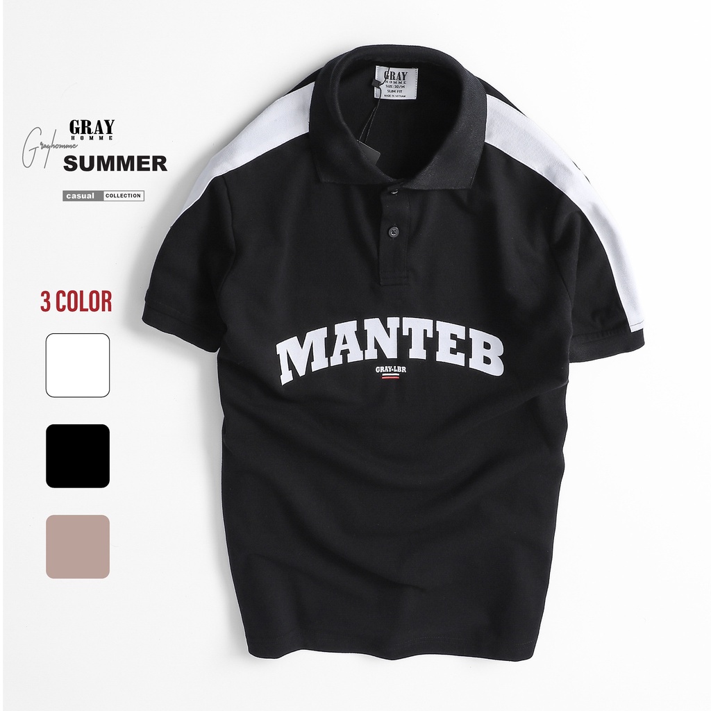 Áo Phông Polo Nam (3 màu) Phối Màu Vai GRAYHOMME Có Cổ Tay Ngắn Dáng Ôm Vải Cotton Cao Cấp TPG2013