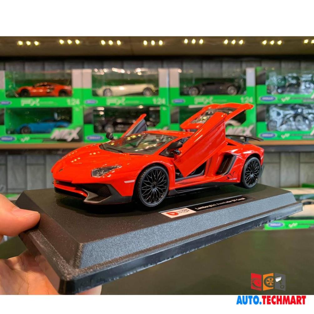 Mô hình ô tô siêu xe Lamborghini Aventador 750-4 SV tỉ lệ 1/24 hãng Burago màu đỏ