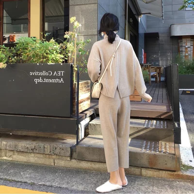 Set len cổ lọ vạt sau siêu xinh