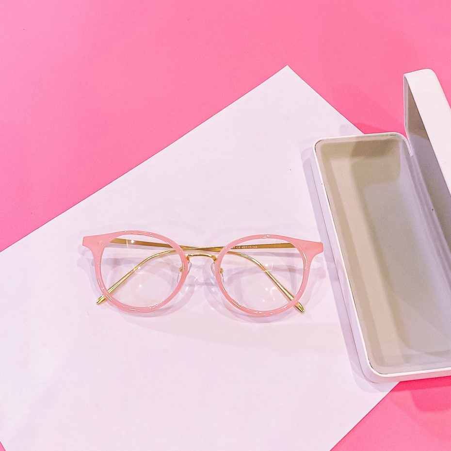 Mắt Kính Gọng Cận Form Tròn Kim Loại Chân Vàng 560 Sang Chảnh Cực Hot - Hazo