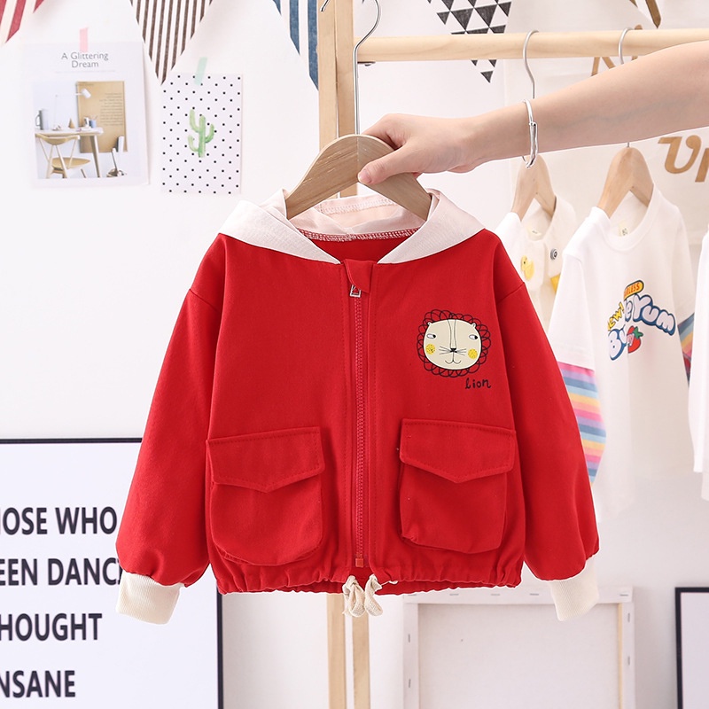 Áo Khoác Có Mũ Trùm Phối Khóa Kéo In Hình Hoạt Hình Thời Trang Mùa Xuân Thu Dành Cho Trẻ Nhỏ 0-5 Tuổi