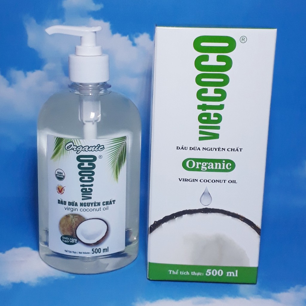 Dầu Dừa 100% Organic Ép Lạnh Nguyên Chất Vietcoco Dưỡng Tóc, Dưỡng Da Chai Vòi Nhấn 500ml Better Life