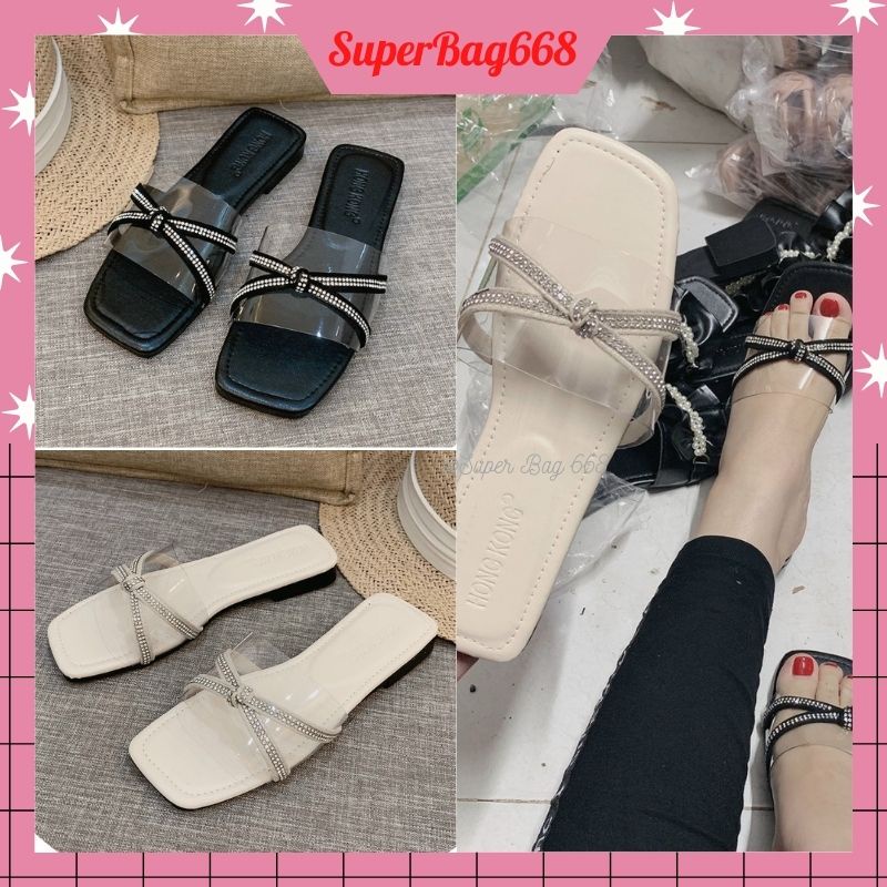 Dép Nữ Thời Trang Quai Trong Đính Đá SPB 1