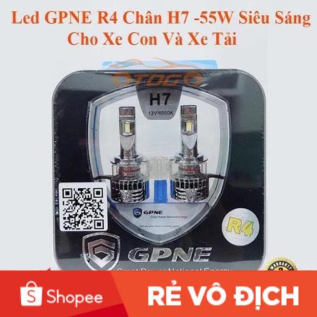 (Giá sốc) Đèn Led GPNE Chính Hãng R4 Chân H7 55W, Sử dụng điện từ 9-36V, Có Canbus cho các loại xe hơi và xe tải