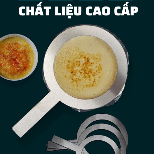 Vòng inox 8CM để khò che miệng cốc dụng cụ che thành ly làm món kem trứng, trà sữa nướng / đồ pha chế thép không gỉ