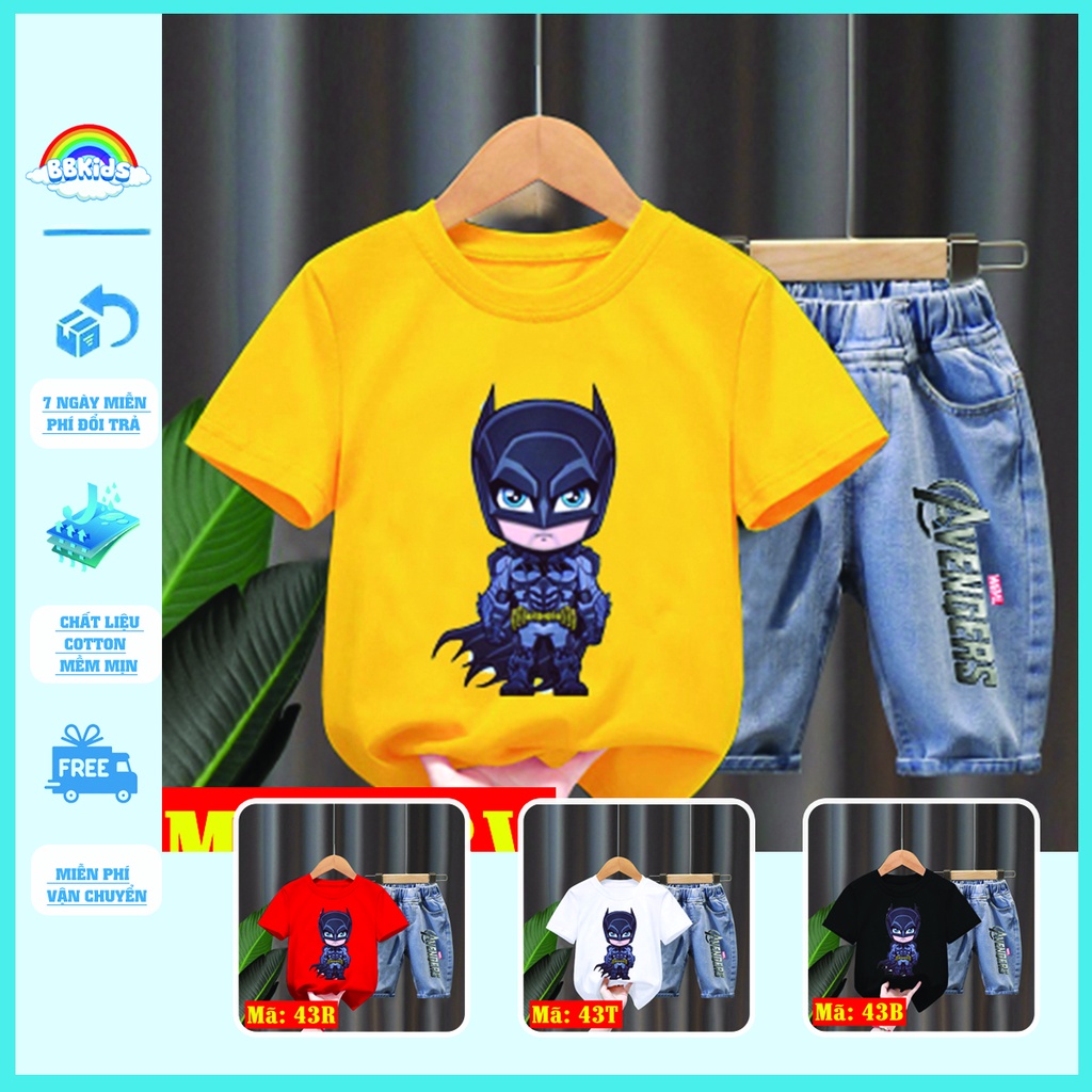 Đồ Bộ Cho Bé BB Kids - Quần Áo Bé Trai Bé Gái In Hình Người Dơi Bay Cho Bé 0-10 Tuổi Chất Cotton Mềm Mịn, Thoáng Mát