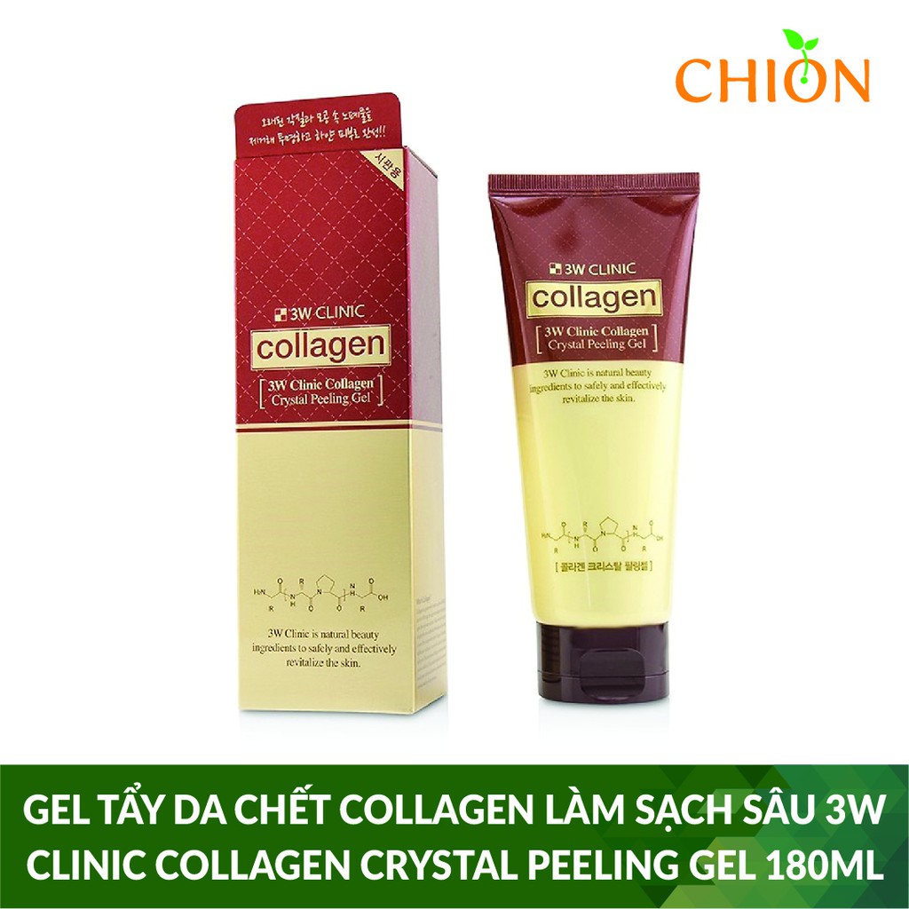 Gel tẩy da chết collagen làm sạch sâu 3W CLINIC Collagen Crystal Peeling Gel 180ml - Hàn Quốc Chính Hãng