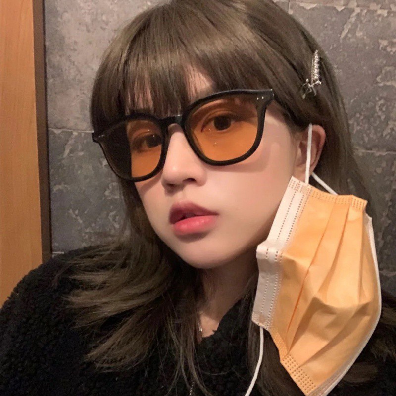 Kính râm nam nữ BROO thời trang Hàn Quốc, gọng mắt kính mát hai chấm unisex màu vàng cá tính