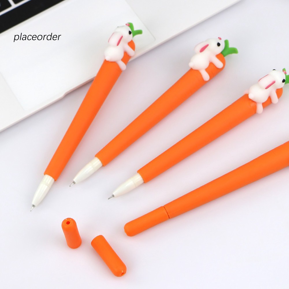 Cute Carrot Rabbit Silicone 0.5mm Black Ink Gel Pen Students Stationery Supplies