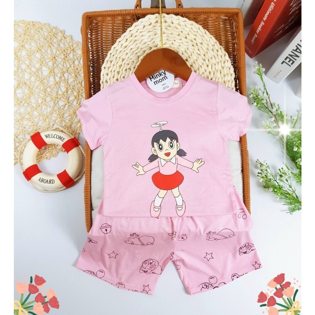 [Bé 19-32kg] XẢ KHO - Bộ ngắn tay thun lạnh Đoremon Minky mom thun lạnh cho bé trai bé gái từ 19-32kg